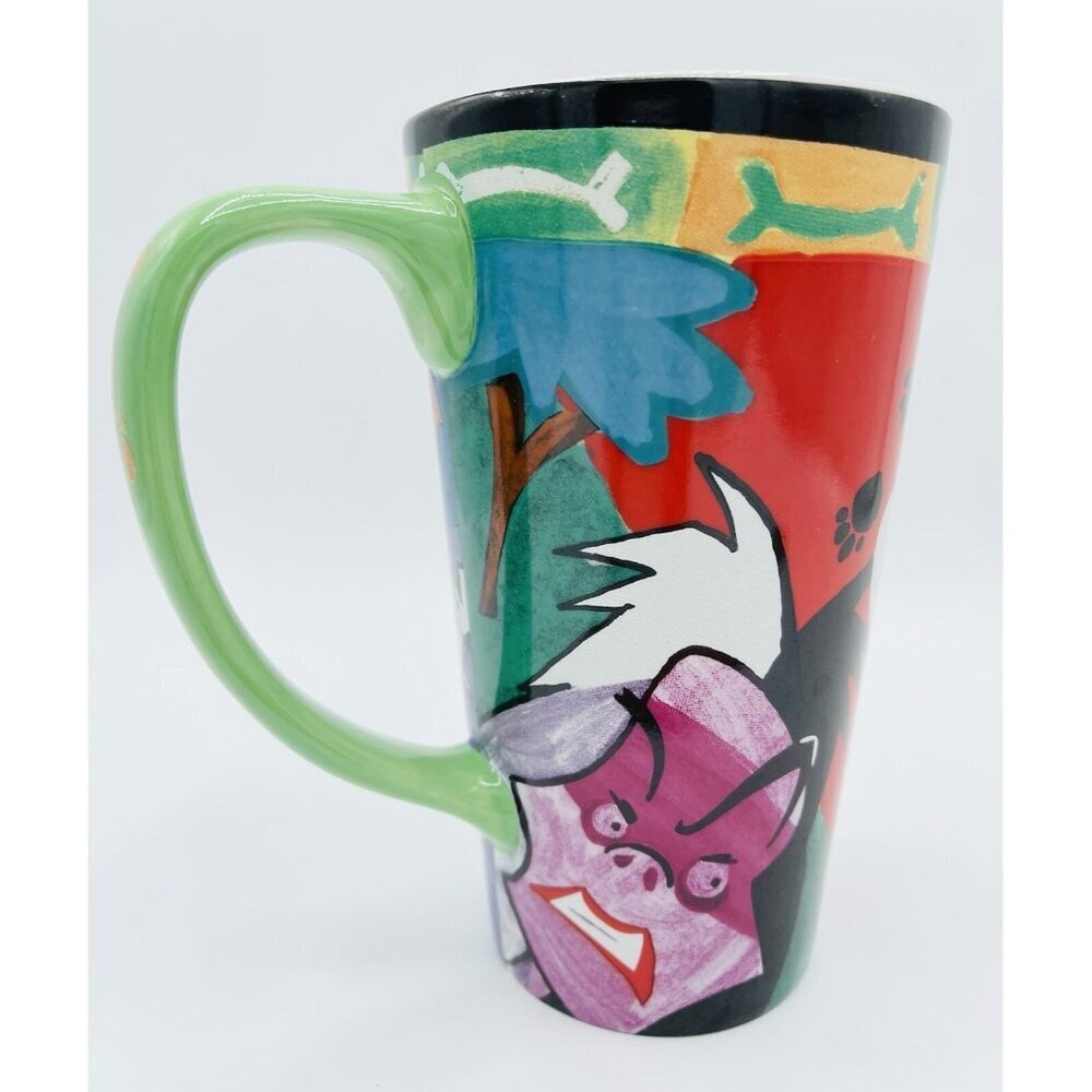 Disney 101 Dalmatians Cruella de Vil Latte Mug Bark Tall Vintage Colorful Cup